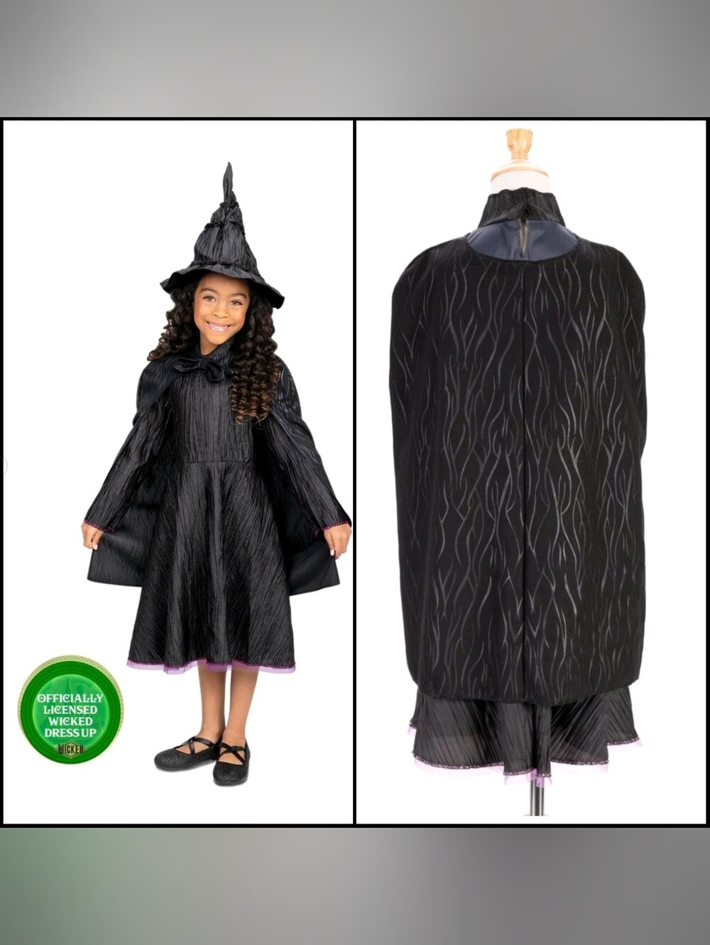 Universal's Wicked Deluxe Elphaba Black Dress & Accessories Girl Child Costume